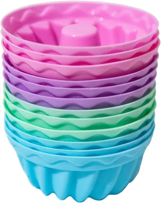 Imagen del producto de Molde de silicona mini turbante, diámetro de 6,5 cm, 12 unidades, reutilizable, para muffins