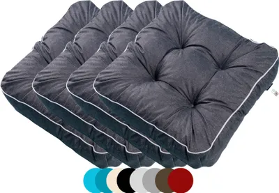 Produktbild von TexDeko® 4er Pack Loungekissen Gartenpolster für Rattanmöbel UV-Schutz & Wasserabweisend 60x80x12 cm (Schwarz)