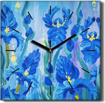 Produktbild von Coloray Hodiny Unikátní 30x30 cm  Tiché hodiny Pro obývací pokoj a kuchyň Nástěnné hodiny Plátno Černé ručičky hodin - Malování květin