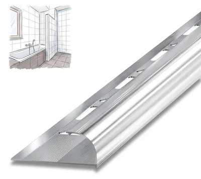 Produktbild von Dalsys Fliesenschiene Viertelkreisprofil 2,5m x 10mm Chrom Alu