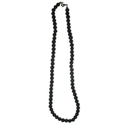 Produktbild von Schungit Schungit Kette 6mm Kugelkette ca. 45cm lang & 925 Silber Verschluss (Karelien) mit Täschchen & Beschreibung.