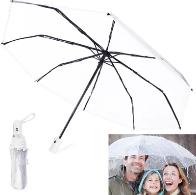 Produktbild von Transparent Regenschirm,kleiner Taschenschirm mit automatischem, Verdickt und transparent, kann mit Graffiti versehen werden