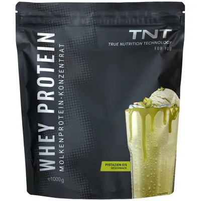 Produktbild von TNT Whey Protein Pulver (1000g) - Pistazien-Eis - Molkenprotein-Konzentrat mit Laktase - Leckerer Eiweißshake