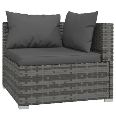 Produktbild von 9-tlg. Garten-Lounge-Set mit Kissen Poly Rattan Grau