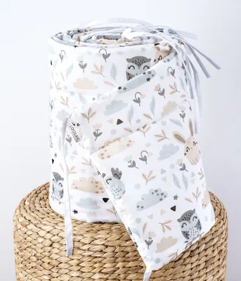 Produktbild von HASE Weiß/Beige 100% Baumwolle 360 x 30 cm BETTUMRANDUNG Babybett Austattung Babyausstattung Nestchen Bettschlange. Handgenähnt von LOOLAY®