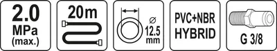 Produktbild von Yato YT-24237, 20 bar, Blau, 20 m, 1,25 cm