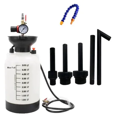 Image de Seringue pour liquides automobiles - Seringue pour liquide de frein et huile - Capacité de 5 l - Pompe manuelle d'aspiration et de remplissage - Pour la vidange et le remplacement - Avec outils