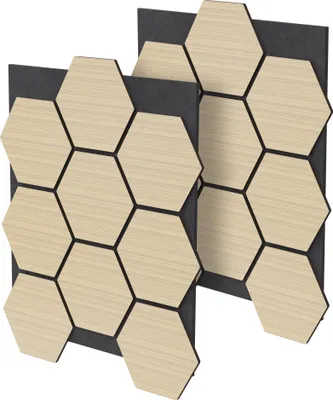 Obrázok produktu pre ML-Design sada 2 akustických panelov 66x81x2cm na 1m² - dub, MDF akustické panely v šesťuholníkovom vzhľade dreva, stenové panely na zvukovú izoláciu, obklady stien