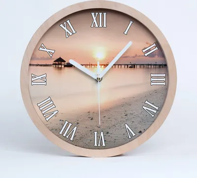 Produktbild von Holzuhr 25fi cm wanduhr - weiße Spitzen - Malediven-Strand