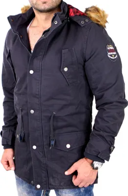 Produktbild von Reslad Winterjacke Herren Parka Jacke mit Kapuze und Fell RS-505 Navyblau 2XL