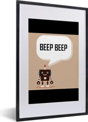 Produktbild von MuchoWow® Gerahmtes Poster Sprichwörter - Zitate - Piep piep - Roboter - Herz - Kinder - Jungen 40x60 cm - Poster mit Schwarzem Bilderrahmen Wandposter Rahmen Foto Bilder - Poster in Rahmen
