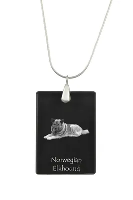 Produktbild von Norwegischer Elchhund, Grahund, Norwegian Elkhound - Kristallanhänger mit Hund, Silberhalskette mit Foto, personalisierter Anhänger der Marke Art-Dog