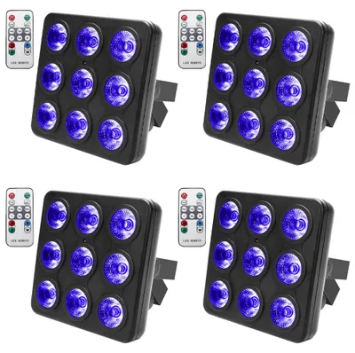 Produktbild von LED Bühnenlicht - PAR Scheinwerfer 9x10W RGBW - DMX512 8CH - Soundgesteuert & Auto - Mit Fernbedienung - EU Stecker 4er Set