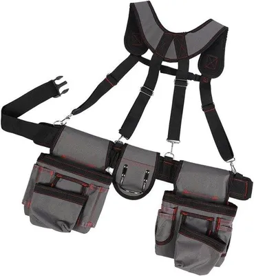 Produktbild von Werkzeuggurt - Robuster, verstellbarer Gürtel mit 12 Taschen - Schwarz