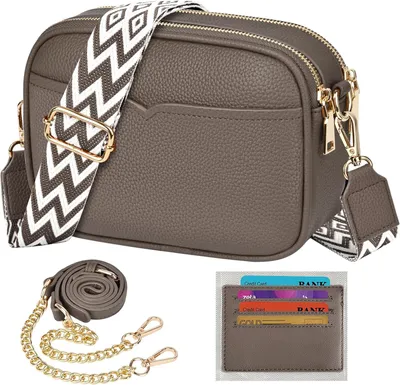 Produktbild von Damen Umhängetasche Kleine Crossbody Bag aus Kunstleder Schultertasche mit 2 Abnehmbaren Gurten Kartenfächern Handytasche