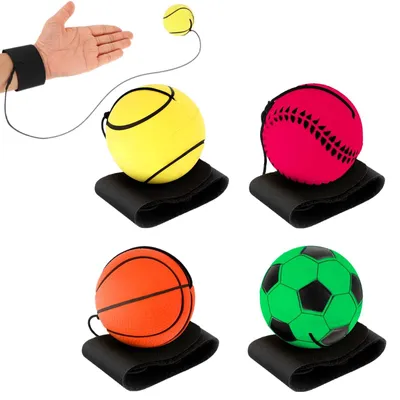 Produktbild von 4 Stück Handgelenkbälle, 5,5 cm große Gummibälle mit Handgelenkband