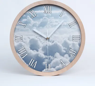 Produktbild von Holzuhr 20fi cm wanduhr - weiße Spitzen - Luft Wolken