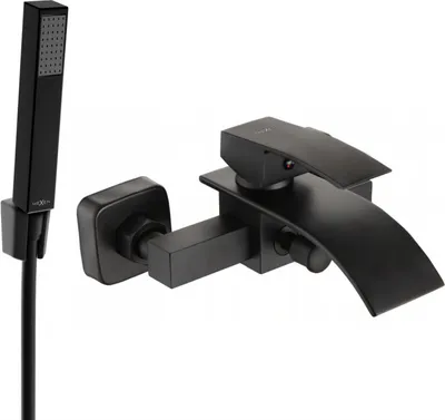 Produktbild von Mexen Aries R77 Wannenbatterie mit Brausegarnitur, Schwarz - 74483R77-70