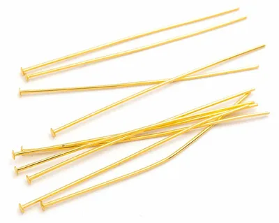 Produktbild von Vintageparts Nietstifte Messing 18k Gold 50 mm, 10 Stück