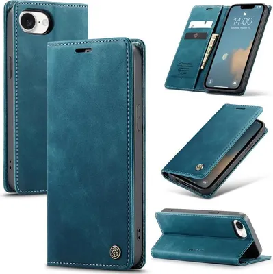 Immagine prodotto di Custodia per Apple iPhone 16e - Cover portafoglio CASEME Retro Texture - Blu