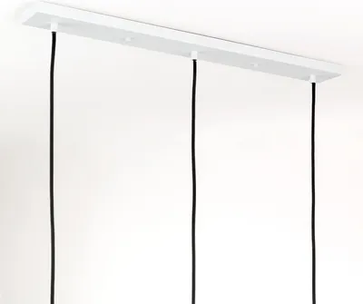 Zdjęcie produktu dla Daszek sufitowy do podłużnej puszki przyłączeniowej oprawy oświetleniowej z 3 wyjściami kablowymi, do stołu jadalnego, 70x8cm, biały