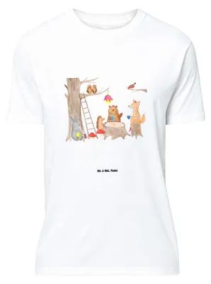 Produktbild von Mr. & Mrs. Panda Tshirt Waldtiere Picknick - Weiß - Geschenk, Wald, Shirt, Hase, Maus, Baumwoll T-Shirt, Eichhörnchen, Statementshirt, S, Lustige Sprüche, Fuchs