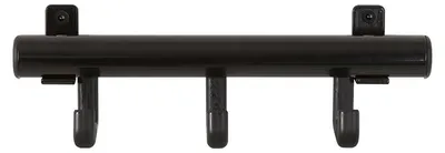 Produktbild von Kompakte Aluminium Wandgarderobe mit 3 Kunststoffhaken | HxBxT 10x32x7,5cm | Schwarz
