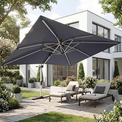 Imagen del producto de Sombrilla para pérgola, 300x400 cm, con dosel doble, color gris