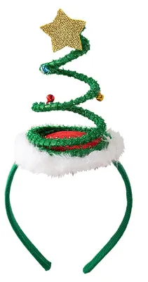 Weihnachtsbaum-Stirnband mit Glöckchen, grün, für Partys