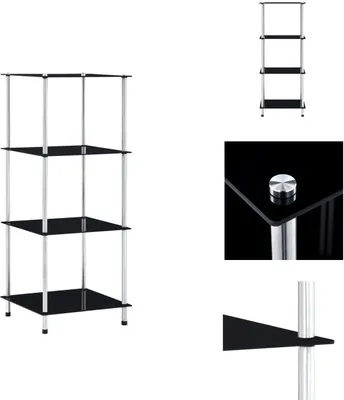 Zdjęcie produktu dla vidaXL Regał z 4 półkami czarny 40x40x100 cm szkło hartowane - Regały i biblioteczki