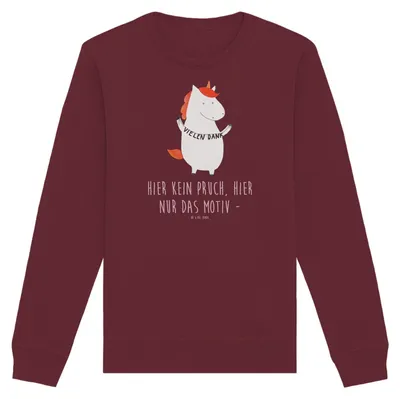 Produktbild von Mr. & Mrs. Panda Baumwoll Sweatshirt Einhorn Dankeschön Größe L - Burgundy - Geschenk, Pullover, Sweater, Pulli, Vielen Dank, Einhörner, Unicorn, Danksagung, Danke