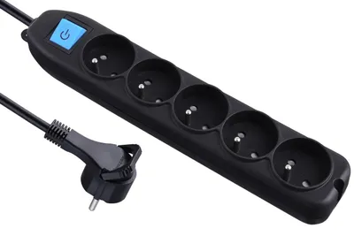 Immagine prodotto di Ciabatta multipresa Electraline 32052 con interruttore/spina piatta, 1,5 m, nera