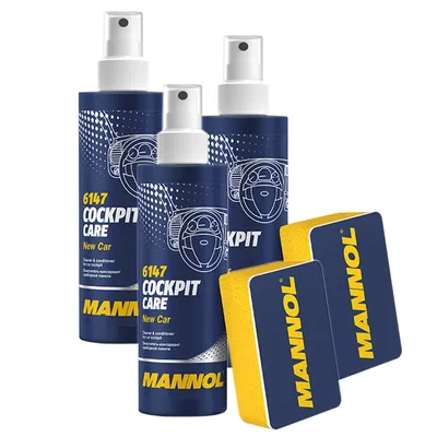 Produktbild von 3 x New Car Mannol 6147 Cockpit Care Innenraumpflege 250 ml incl. Schwamm