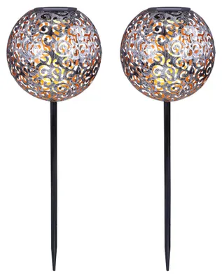 Produktbild von 2x LED Solarleuchten, Dekorgeflecht-Kugel, Höhe 54 cm