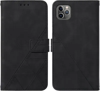 Produktbild von iPhone 11 Pro Max Hülle, Schlank Prägung Flip Leder Kartenfächer Schutzhülle mit Ständer für iPhone 11 Pro Max Schwarz