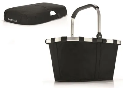 Produktbild von reisenthel SET carrybag Einkaufskorb Korb schwarz BK7003 + Cover schwarz BP7003