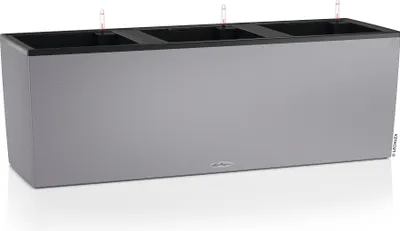 Produktbild von LECHUZA-Pflanzgefäß TRIO Stone 30 Steingrau | Mini-Gemüsebeet mit Bewässerung und 3 Pflanzeinsätzen | Naturstein-Optik | 100 x 32,5 x 34,5 cm | 15045