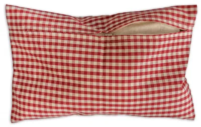 Produktbild von Zirbenkissen 30x20cm Bio-Inlett + Bio-Bezug rot-weiß | Zirbenholzkissen