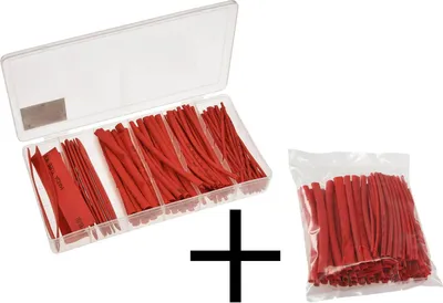 Produktbild von Schrumpfschlauch rot mit Sortimentsbox und Nachfüller 200 teilig