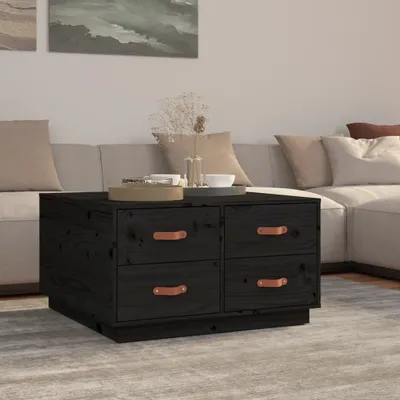 Produktbild von The Living Store Couchtisch Schwarz 80x80x45 cm Massivholz Kiefer