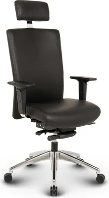 Produktbild von VERSEE Terox Chefsessel Schwarz Leder – ergonomischer Bürostuhl & Schreibtischstuhl, bequem für langes Sitzen, stabiler Drehstuhl bis 150 kg belastbar