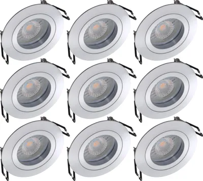 Produktbild von Oktaplex 9er Set LED Einbauleuchte flach dimmbar 4,9W 4000K Neutralweiß 230V Aluminium Lyon Einbaustrahler Decke