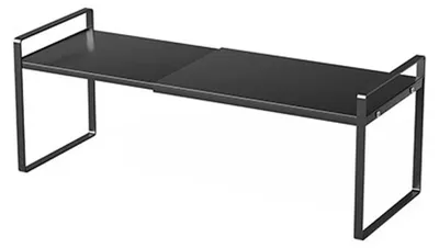 Immagine prodotto di Organizzatore estensibile per scaffali, metallo nero, dimensioni 35-65 x 27 x 25 cm