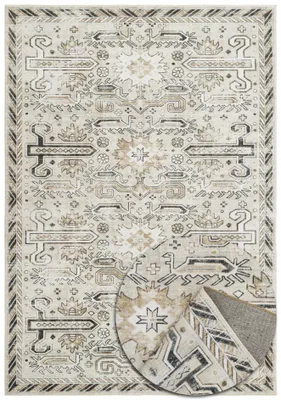 Produktbild von Vintage Oriental Teppich - Weich - Maschinenwaschbar - Rutschfest - Premium Polyester Fasern - Creme - 160cm x 230cm