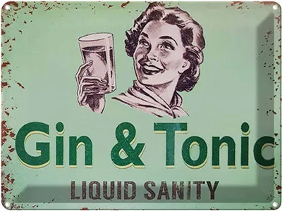 Produktbild von vianmo Blechschild 30x40 cm Alkohol Gin & Tonic liauid sanity