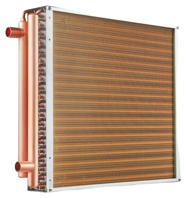 Obrázek produktu pro Výměník tepla VEVOR voda-vzduch, 50,8 x 50,8 cm s třířadými měděnými přípojkami 9,53 mm, 242 hliníkových lamel Výměník tepla pro krbová kamna, vytápění a chlazení obytných prostor a teplovzdušné vytápění