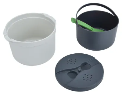 Immagine prodotto di Cuociriso per microonde, 2 l, materiale PP adatto al contatto con gli alimenti, cucchiaio, coperchio, colino, set per cottura a vapore, verde