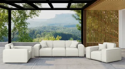 Zdjęcie produktu dla Zestaw ogrodowy MALIBU na taras 3+1+1 tkanina Odyssey kremowy