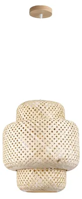 Imagen del producto de Lámpara colgante, hecha a mano con bambú, cable ajustable, 30 cm, sin bombilla