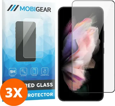 Produktbild von Mobigear Premium 9.98 Samsung Galaxy S23 Panzerglas Gehärtetes Glas Displayschutz - Hüllenfreundlich - Schwarz (3er Pack)